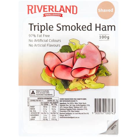 Riverland Triple Smoked Ham Shaved 100g Woolworths