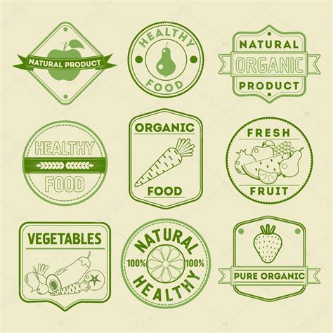 Conjunto De Insignias Y Logotipos De Alimentos Saludables Con Frutas Y