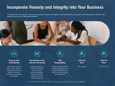 Incorporate Honesty And Integrity Into Your Business And Learn Ppt