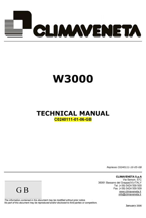 CLIMAVETENTA W3000 TECHNICAL MANUAL Pdf Download | ManualsLib