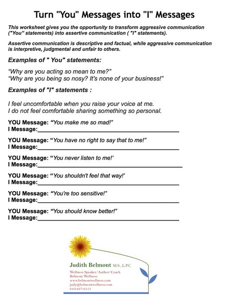 Healthy Communication Worksheets