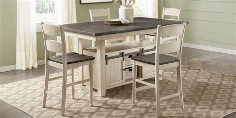 Stay away from thick or shag rugs which may hide anything that falls from the table. Kenbridge White 5 Pc Counter Height Dining Room in 2020 ...