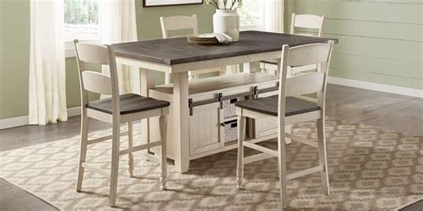Matching your table and chair height is important for guests to have space to move their elbows and cross their legs. Kenbridge White 5 Pc Counter Height Dining Room in 2020 ...