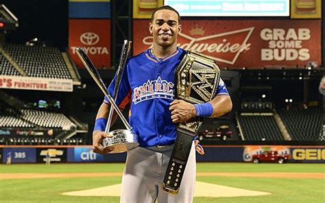 Yoenis Cespedes With Trophy And Championship Belt After Winning 2013