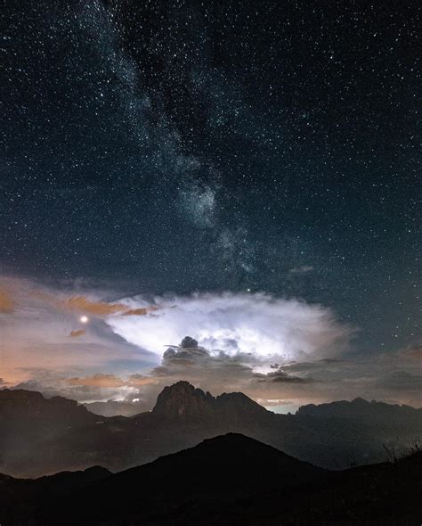 Interesting Photo Of The Day Milky Way And Storm Clouds Over Dolomites