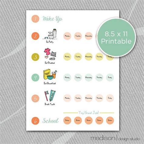 Daily Routine Morning Chore Chart Sticker Chart Etsy Sticker Chart