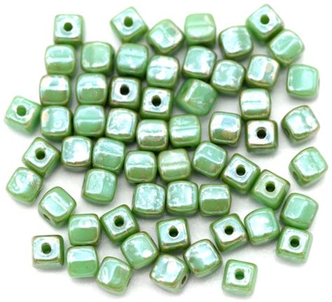 5 Gram Bag Approx 50 Pcs 4mm Czech Pressed Glass Cube Beads Opaque