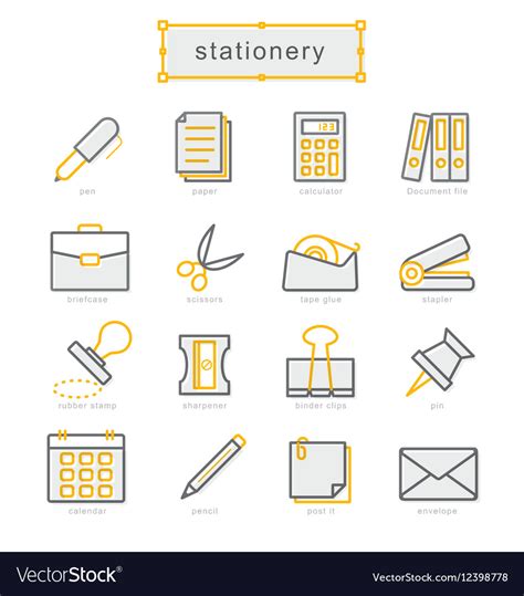Thin Line Icons Set Stationery Royalty Free Vector Image