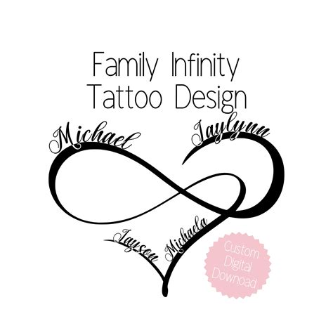 This custom infinity tattoo design is created for families, moms and