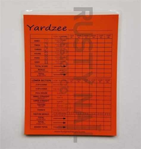 Color Yardzee Yahtzee And Farkle Double Sided Dry Erase Score Etsy