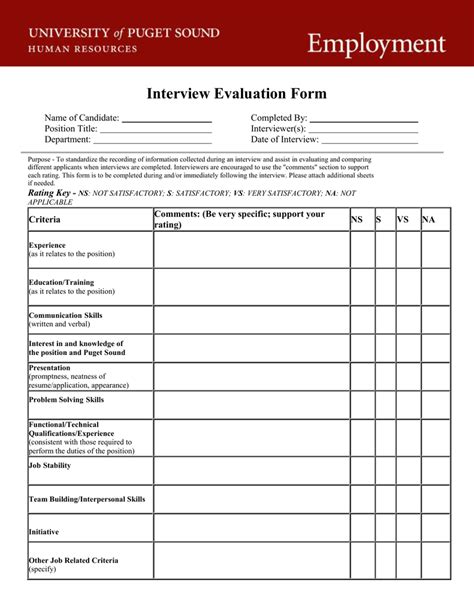 Employee Interview Evaluation Form Luxury Interview Evaluation Forms Vrogue