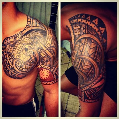 Fijian Tattoo Sleeve And Chest Polynesian Tattoo Maori Tattoos Ta