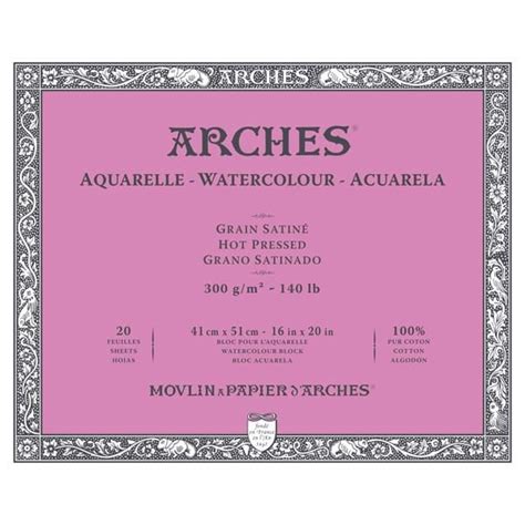 Arches Watercolor Block 16x20 140lb Hot Press 20 Sheets Jerrys