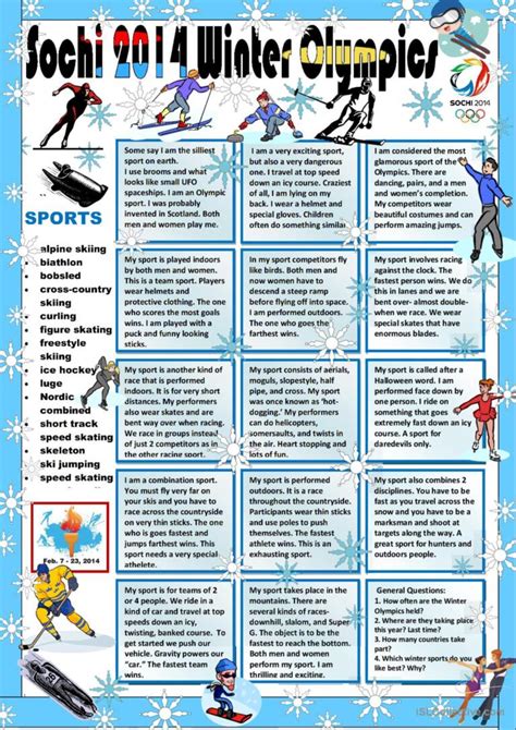 Winter Olympics Riddles With Key War English Esl Worksheets Pdf And Doc