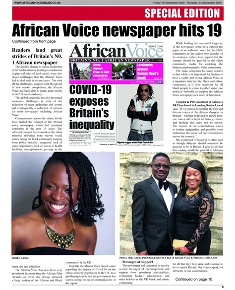 African Voice Newspaper Hits 19 African Voice Newspaper
