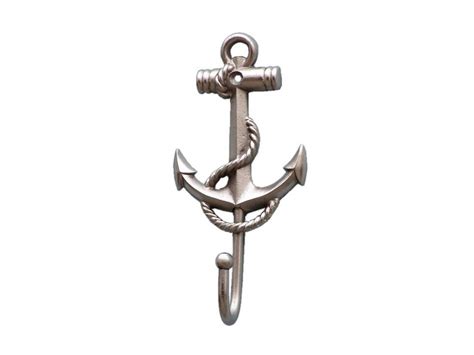 Buy Silver Finish Anchor And Rope With Hook 7in Nautical Decor