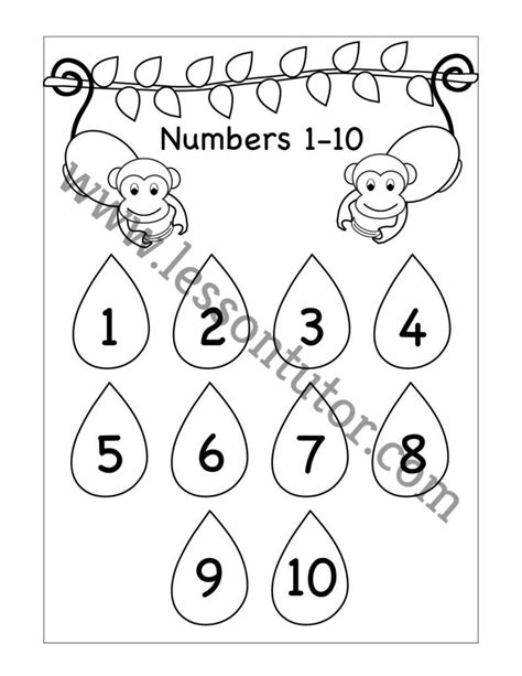 Number Chart 1 10 Worksheet Kindergarten Lesson Tutor