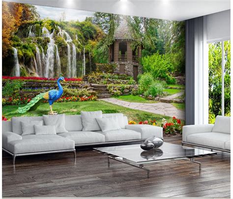 Amarás tanto este diseño de papel tapiz 3d, que todo. Papel pintado 3d paisaje de jardín cascadas foto pared ...