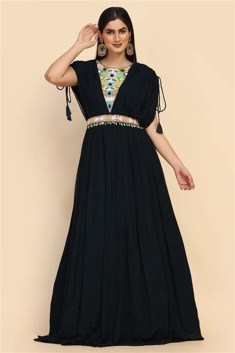 Classic Black Color Dress With Curtain Sleeves Odhni