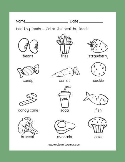 Preschool Worksheets On Healthy And Unhealthy Foods Activity Worksheet
