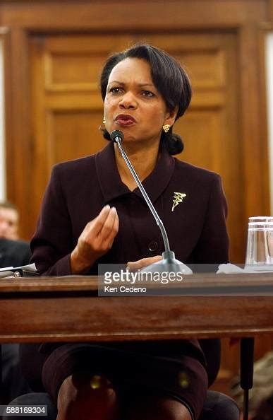 Secretary Of State Condoleezza Rice Discusses The State Department S News Photo Getty Images