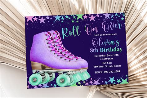 Roller Skate Birthday Party Invitation Skating Roller Etsy