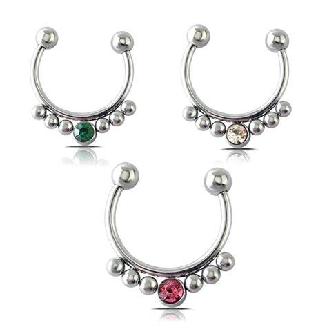 121033mm Ring In The Nose Piercing Colourful Crystal Nose Piercing