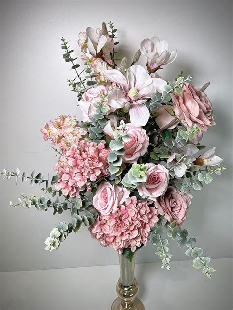 Quality Light Pink Artificial Flower Arrangement Without Vase Etsy