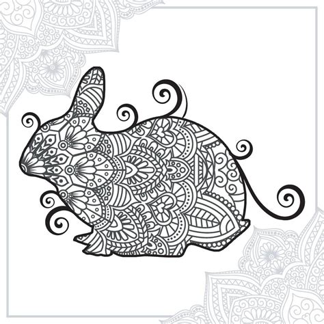 Rabbit Mandala Vintage Decorative Elements Oriental Pattern Vector