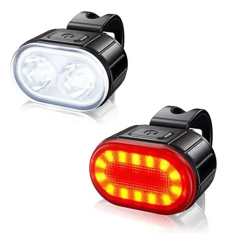 Kit Farol E Lanterna Traseira Bike Led Recarreg Vel Usb Parcelamento