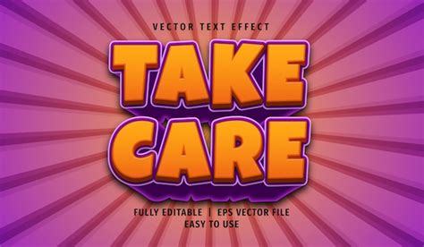 Premium Vector 3d Take Care Text Effect Editable Text Style