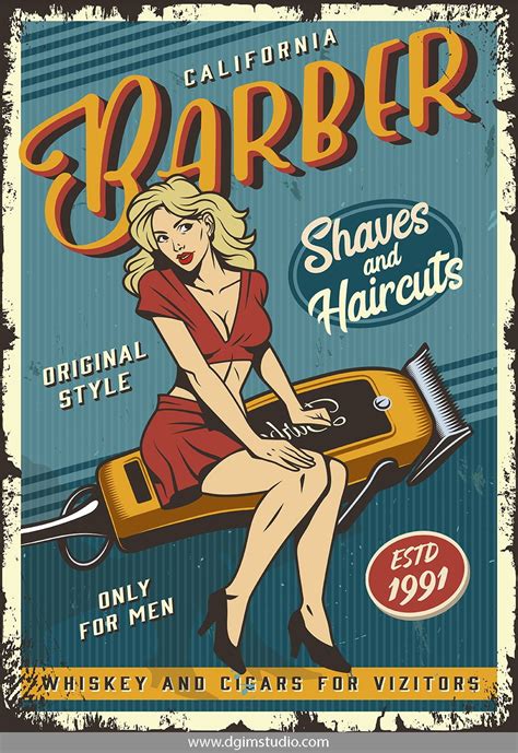 Pinup Retro Posters Barber Poster Retro Poster Barbershop Poster