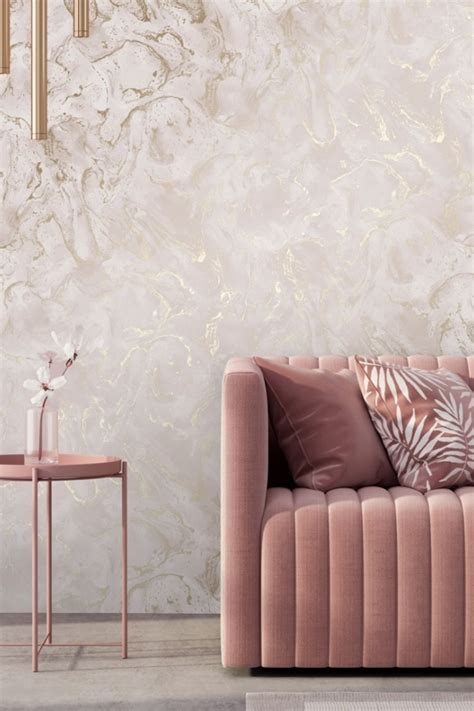 Onyx Marble Metallic Wallpaper In Pink And Gold Home Wallpaper