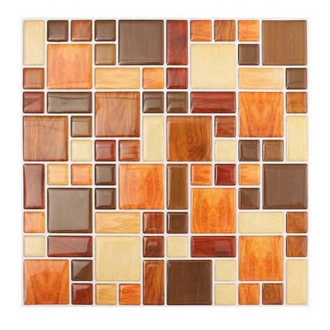 China stylish glossy beveled wood texture block mosaic pattern. Free download Waterproof Self Adhesive Mosaic Brick 3D ...