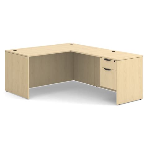 Maple L Shape Desk With 1 Boxfile Pedestal Nj Office Furniture Depot