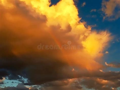 Rainbow In A Storm Cloud At Sunset Stock Image Image Of Unusual Hope