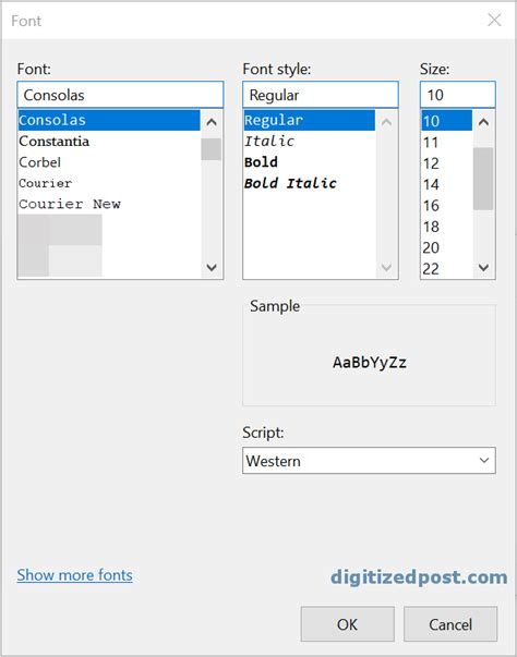 How To Change The Notepad Default Font On Windows Digitizedpost