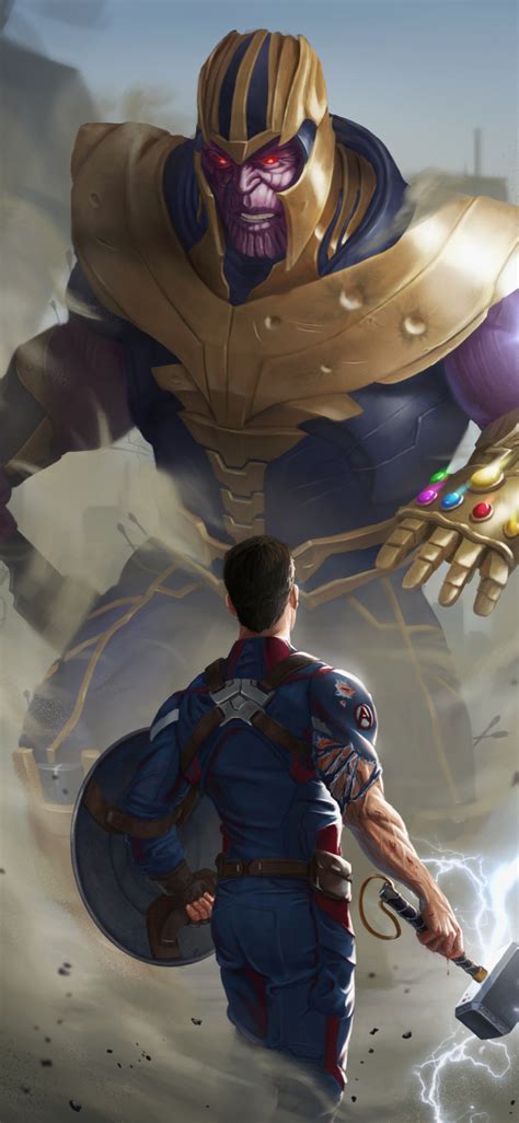 1125x2436 Captain America Against Thanos Endgame Art Iphone Xsiphone