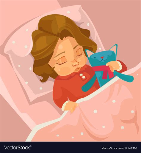 Little Smiling Baby Girl Character Sleeping Vector Image