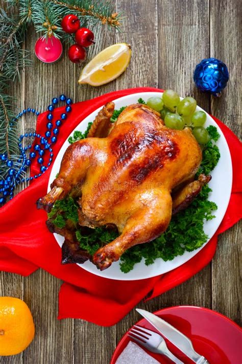 traditional dish turkey on the holiday table festive dinner for thanksgiving or christmas stock
