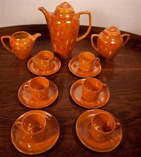 Antique Lusterware Antique Tea Set Nippon Orange Lusterware By ARTinBOXES Porcelain