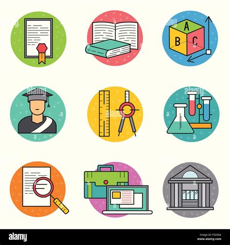 Education Vector Icon Set A Collection Of Study And Research Symbols