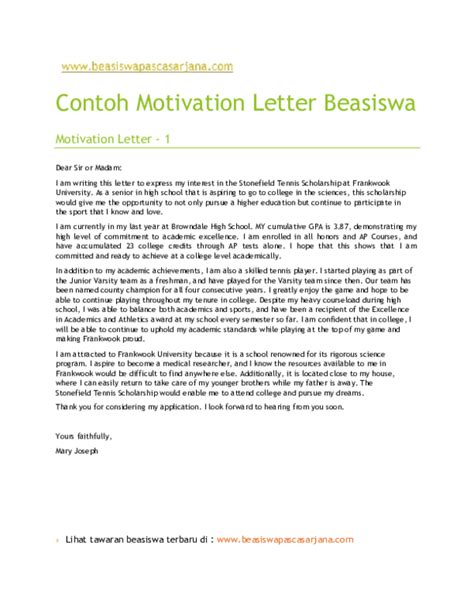 Detail Contoh Motivation Letter Untuk Beasiswa Koleksi Nomer 24