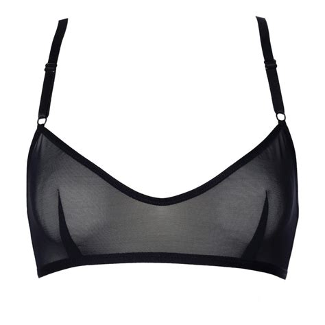 Base Black Mesh Triangle Bralette With Wide Elastic Band By Flash