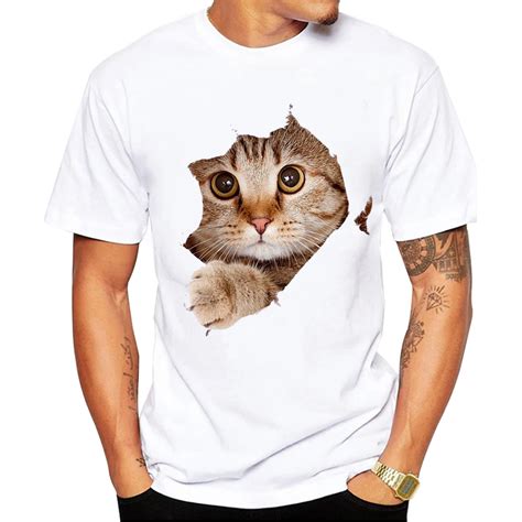 New Arrive 2017 Summer Fashion Cat Hole Design Novelty T Shirt For Men