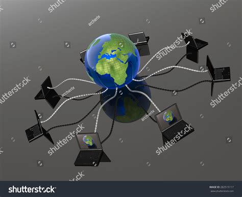 Network Notebooks Globe On Black Background Stock Illustration