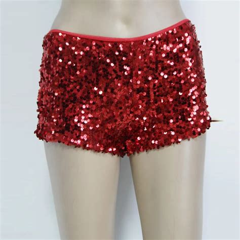 Sparkle Red Womens Sequins Shorts 2017 Fashion New Performance Costume