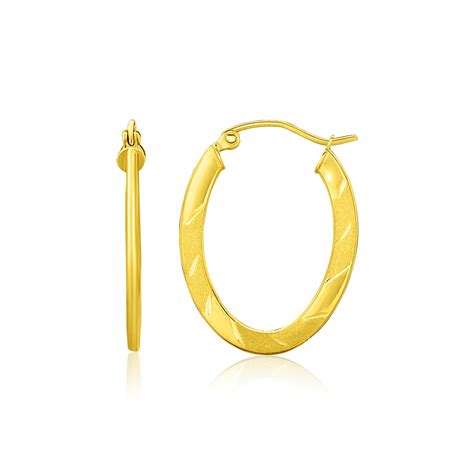 Textured Oval Hoop Earrings In 14k Yellow Gold Richard Cannon Jewelry