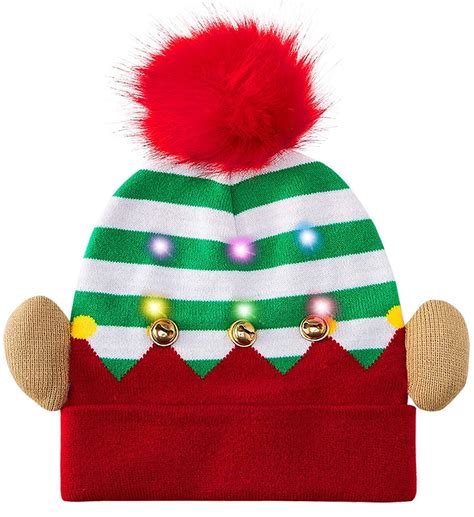 Enlifety Women Led Light Up Hats Ugly Christmas Hats Beanie Xmas