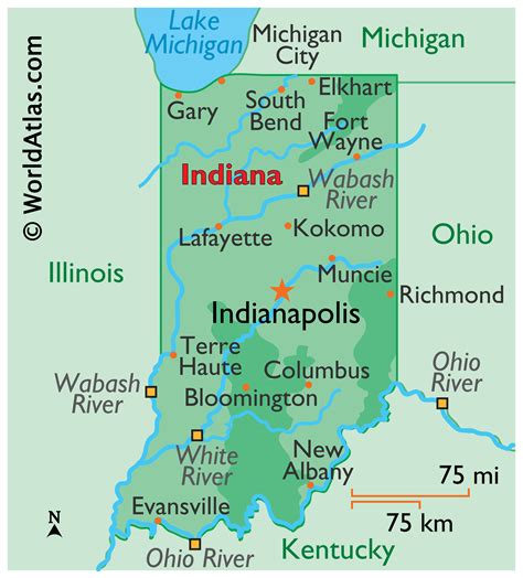 Map Of Indiana Large Color Map